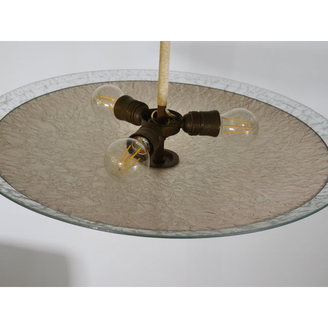 Mid-Century Three-Light Ceiling Lamp in Textured Glass, 1950s For Sale - Image 14 of 16