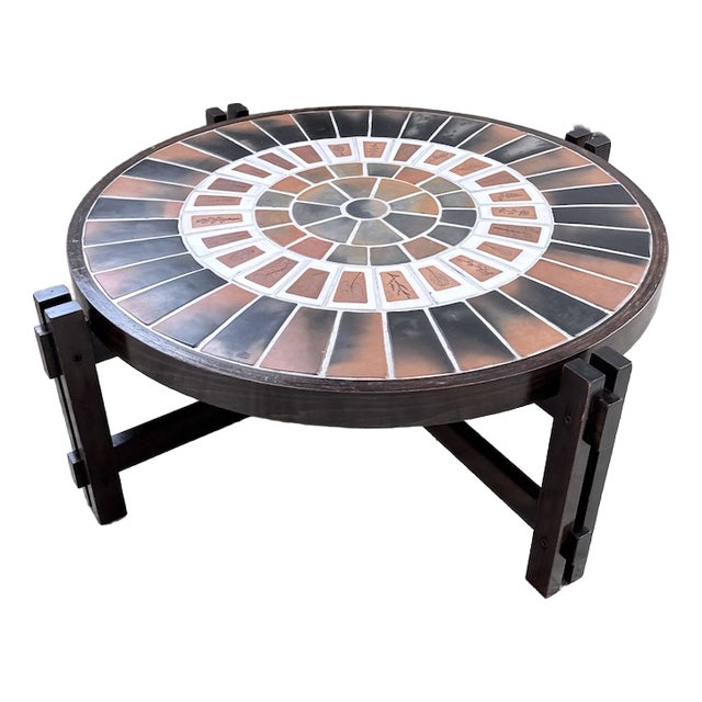Round Terracotta Herbarium Coffee Table by Roger Capron, 1960s For Sale