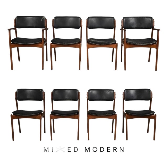 1960s Danish Modern Teak Dining Chairs by Erik Buch - Set of 8 For Sale