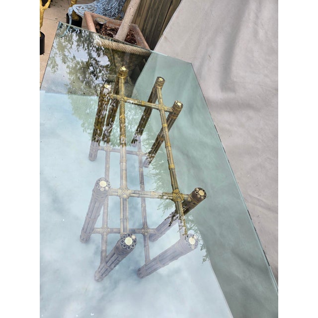 McGuire Glass and Bamboo Dining Table For Sale - Image 4 of 7