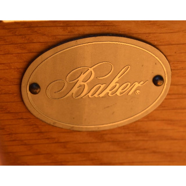 1960 Baker Furniture Mahogany Federal Style Chest on Stand Ornate Brass Hardware For Sale - Image 10 of 11