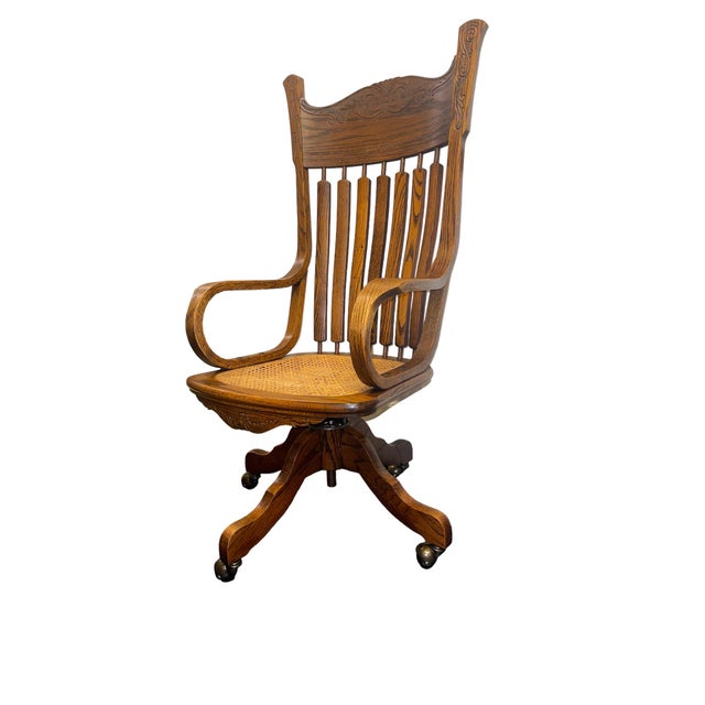 1940s Antique Cane Oak Office Chair Chairish
