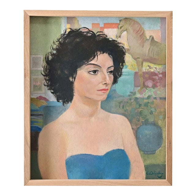 Late 20th Century Belgian Vintage Framed Portrait by Delescluze For Sale