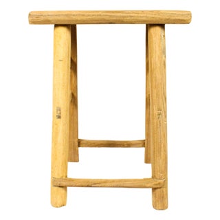 Vintage Rustic Stool in Elm For Sale