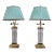 Pair 1990s Crystal & Brass Table Lamps With Shades For Sale