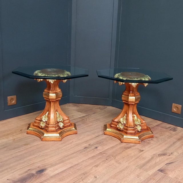 Vintage Regency-Style Side Tables, 1970s, Set of 2, in Good conditions. Designed 1970 to 1979