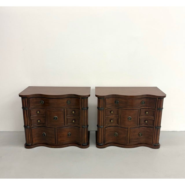Neoclassical Neoclassical Commode Chests With Cane-Front Drawers - Pair For Sale - Image 3 of 8