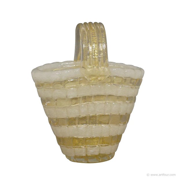 Ercole Barovier for Barovier & Toso Attr. Glass Basket Circa 1940ties For Sale - Image 10 of 10