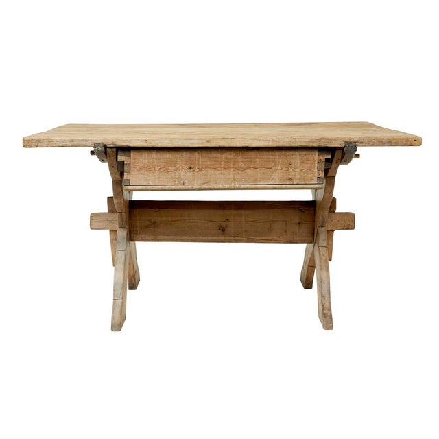 19th century swedish pine x frame kitchen table circa 1840. we are pleased to offer this stunning piece of rural furniture...