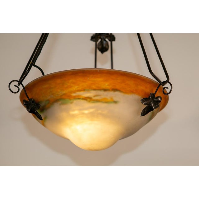 Art Deco Wrought Iron Ceiling Light from Muller Freres Luneville, France, 1930s For Sale - Image 6 of 11