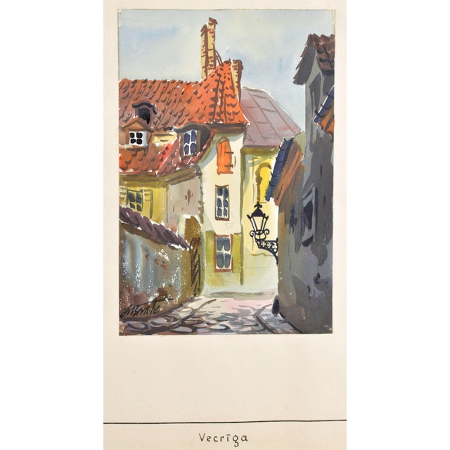 Janis Brekte, Riga, 1956, Watercolor on Paper, in Good conditions. Designed 1950 to 1959 This piece has an attribution...