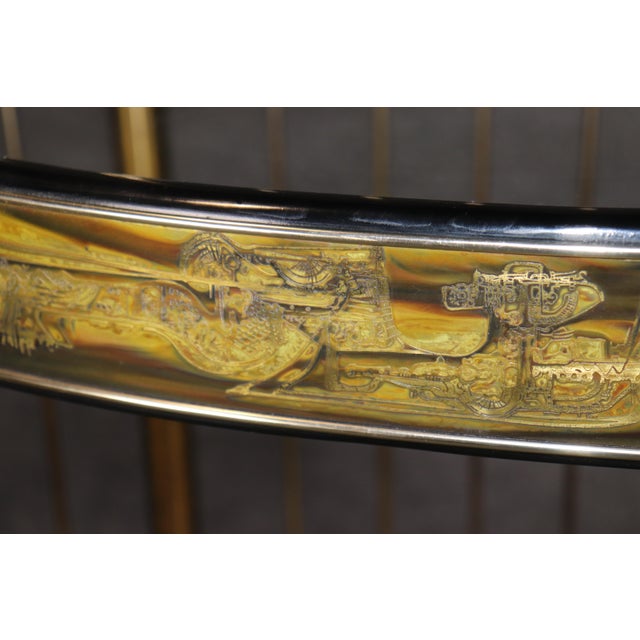 Bernhard Rohne Bernard Rohne for Mastercraft Acid Etched Modern Brass and Metal Etagere For Sale - Image 4 of 10