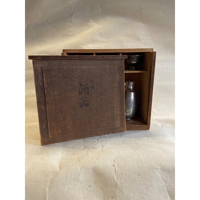 Gray Japanese Sake Service in Pewter For Sale - Image 8 of 16