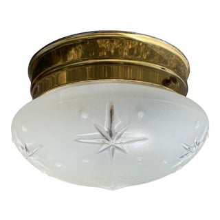 Mid 20th Century Brass and Glass Starburst Ceiling Light Fixture For Sale