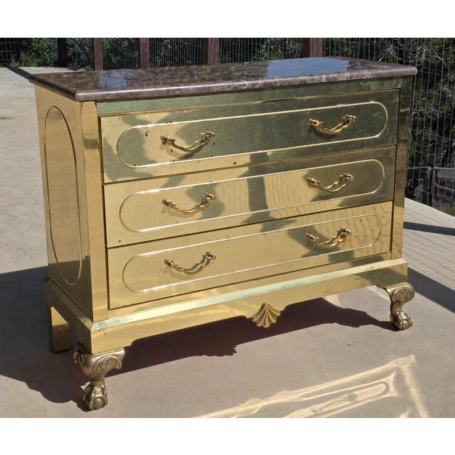 Brass Clad Dresser With Marble Top by Harden Furniture Company For Sale - Image 17 of 18