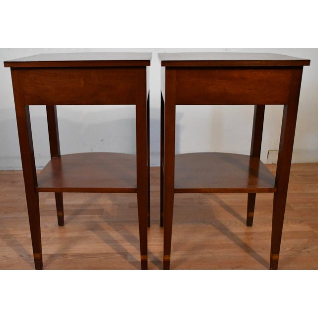 1940s Pair Biggs Virginia English Sheraton Mahogany Side Tables / End Tables For Sale - Image 12 of 18
