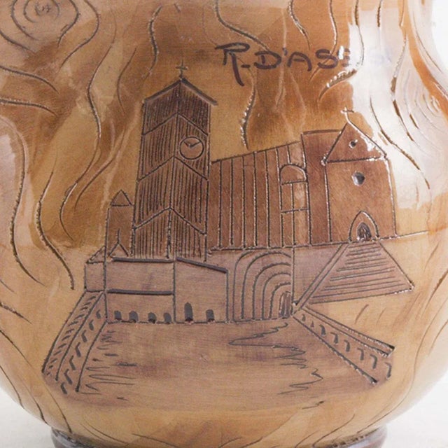 Glazed Terracotta Mug Depicting Basilica of St Francis of Assisi, 1950s For Sale - Image 3 of 7