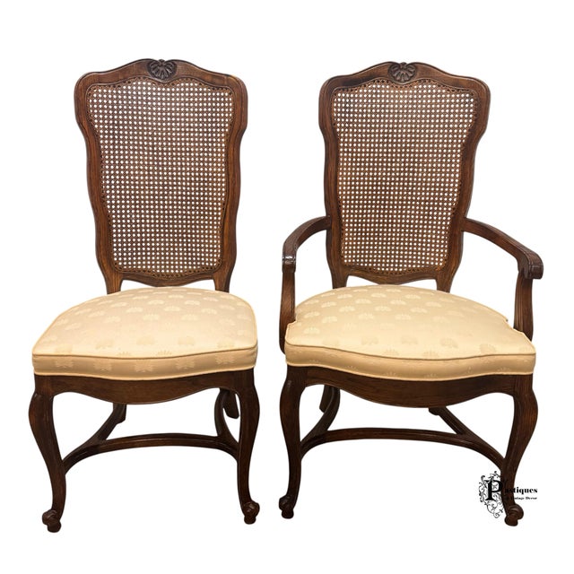 Late 20th Century Vintage Century French Country Style Oak & Cane Dining Chairs - Set of 6 For Sale - Image 5 of 12