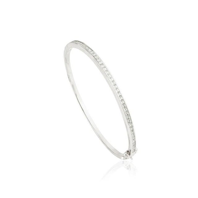 Modern Tennis Style Cuff in Sterling Silver 3.53 CTW Cubic Zirconia Bangle For Sale - Image 4 of 10