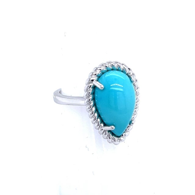 Natural Persian Turquoise Ring Size 6 14k White Gold 6.21 TCW Certified $4,250 221276 Nothing says, “I Love you” more than...