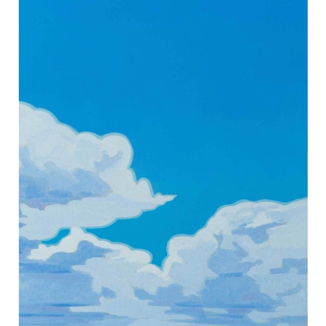 Contemporary Kenosha Skies by Michael Magrin | Oil on linen Landscape with blue sky and clouds For Sale - Image 3 of 5