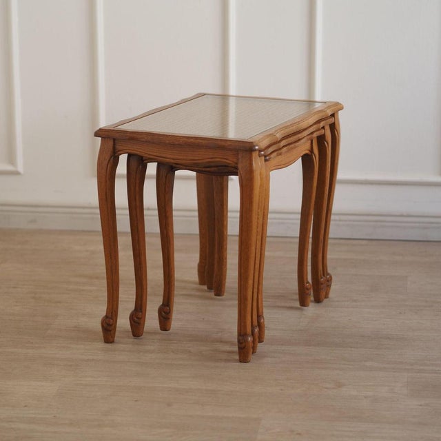 Vintage Nesting Tables in Viennese Wicker, Set of 3 For Sale - Image 11 of 13