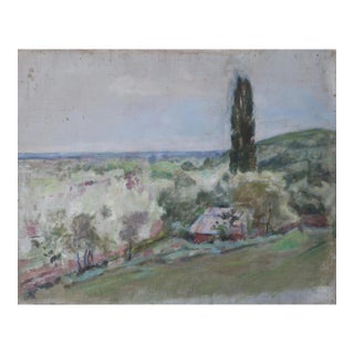 Vintage Ukrainian Impressionist Oil Painting: Rural Landscape, 1970s 67-86 For Sale
