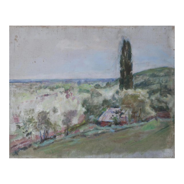 Vintage Ukrainian Impressionist Oil Painting: Rural Landscape, 1970s 67-86 For Sale
