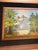Vintage Mid-Century Modern Mountain Lake Oil Painting Signed Kelly Wood Velvet Frame For Sale - Image 9 of 10