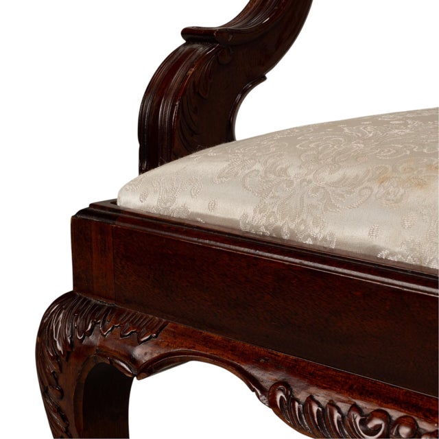 Brown Pair Antique Chippendale Revival Carved Mahogany Ball & Claw Arm Chairs For Sale - Image 8 of 18
