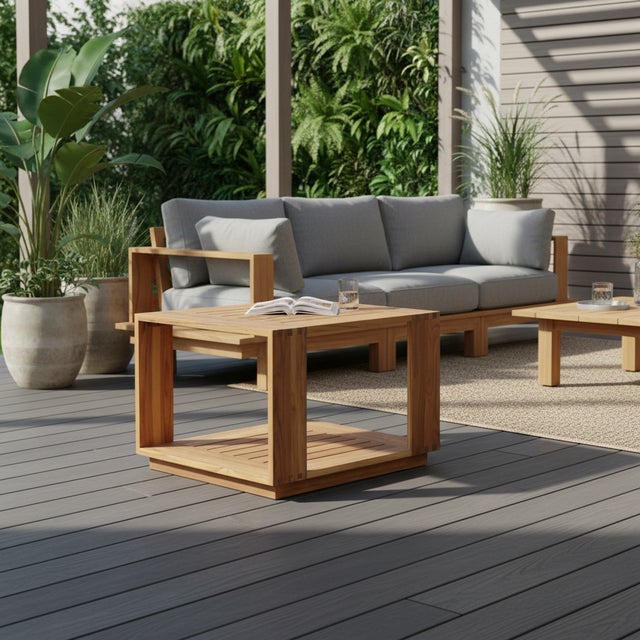 Imperial Grove Solid Teak Wood Outdoor End Table Stylish For Sale - Image 12 of 12
