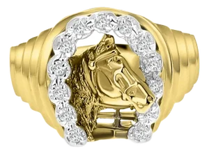 Lucky Horseshoe Horse Head Diamond Ring, Size 9