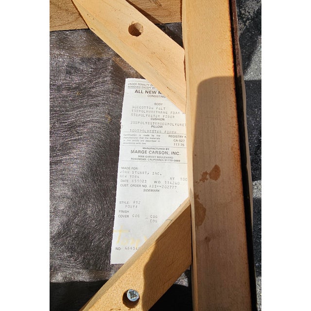 Pair of Late 20th Century Marge Carson for John Stuart Brass and Nubuck Leather Upholstered Ottomans For Sale - Image 9 of 9