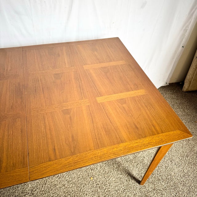 Wood Mid Century Modern Teak Inlay and Oak Dining Table For Sale - Image 7 of 12