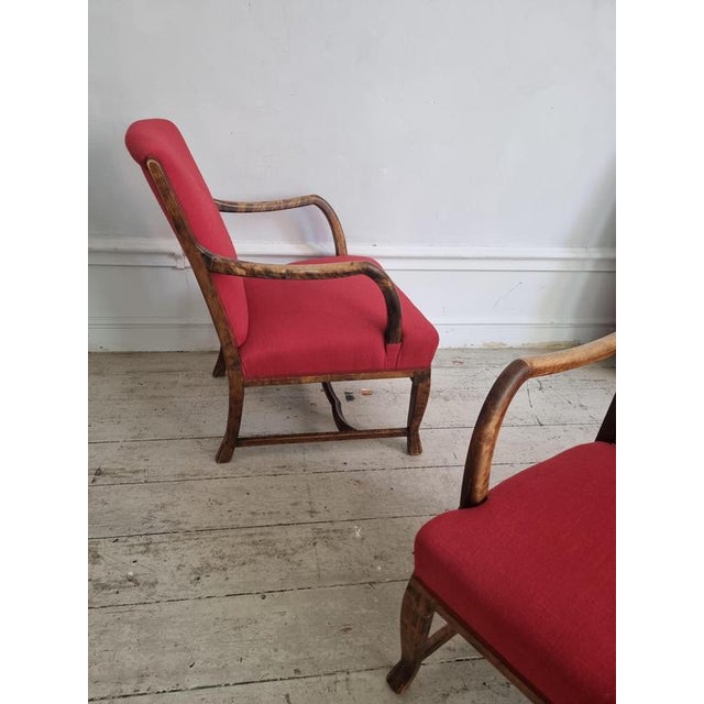 Red Set of Swedish Grace Armchairs, 1930s For Sale - Image 8 of 12