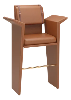 Panama Brown Leather Bar Chair by Javier Gomez