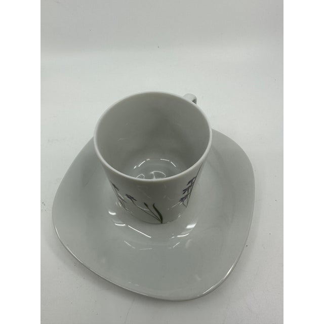Mid-Century Modern 1960s Block Floral Portraits by Henry Evans Langenthal "Iris" Cups/ Saucers Set- 4 Pieces For Sale - Image 3 of 9