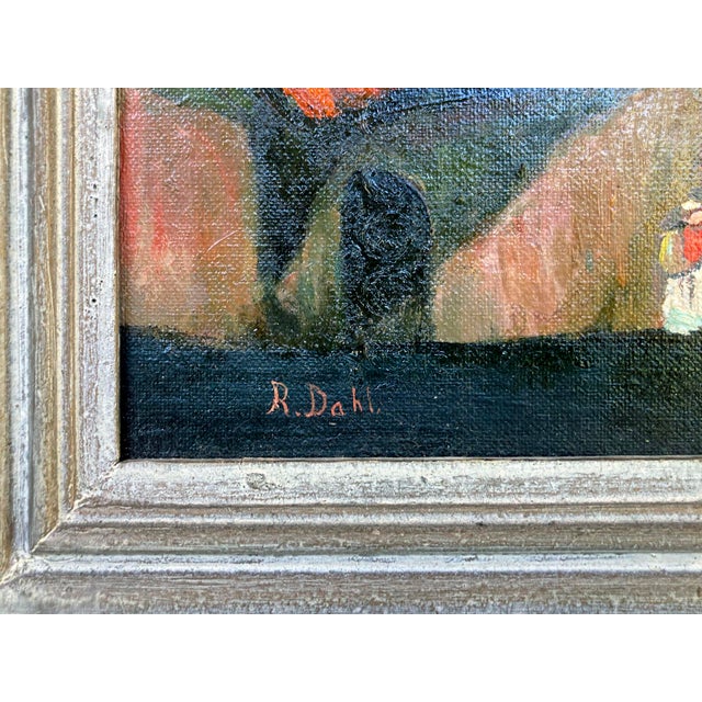 Vintage Oil Painting of European Architecture, Framed For Sale - Image 9 of 11