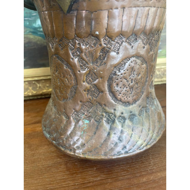 1950s Possibly 19th Century Hand-Hammered Copper and Brass Toned Ash Bucket With Repoussé and Pierced Decoration. For Sale - Image 5 of 10