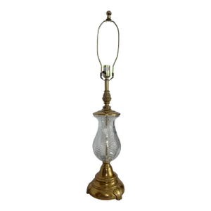 Vintage Hollywood Regency Cut Crystal and Gilt Metal Pineapple Lamp