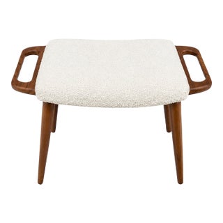 Mid Century Modern Walnut Stool in Manner of Hans J. Wegner Papa Bear Stool For Sale