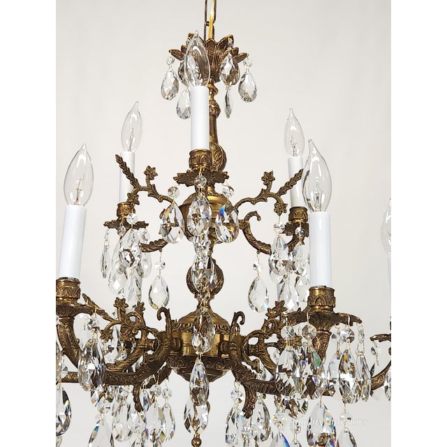 1950s Antique Epic Glowing Glistening 9 Arm 9 Light Cut Lead Glass Crystal Chandelier For Sale - Image 5 of 18