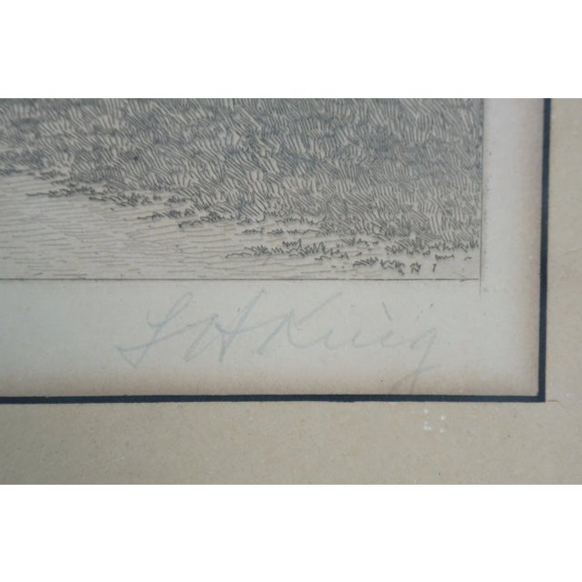 Antique Lh King the Path in the Forest Landscape Etching 20", Framed For Sale - Image 6 of 11