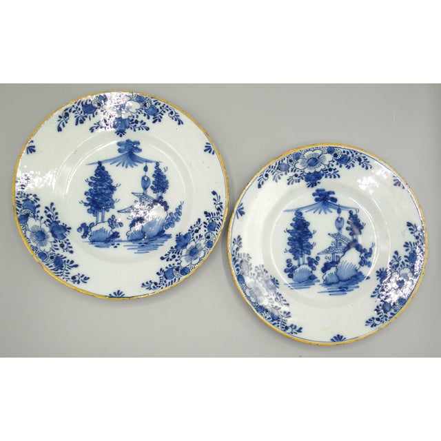 18th-Century Delftware antique pair of plates circa 1760. Finely handcrafted and hand painted with great attention to...