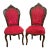 French Style Red Velvet Upholstered Dining Chair - Set of 2 For Sale