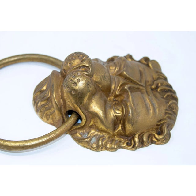 Brass Vintage Cast Brass Lion's Head Large Door Knocker For Sale - Image 8 of 12