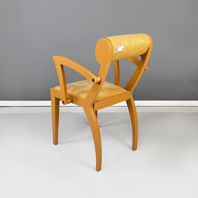 Italian Modern Yellow Fabric and Wooden Chair from Bros/S, 1980s For Sale - Image 3 of 18