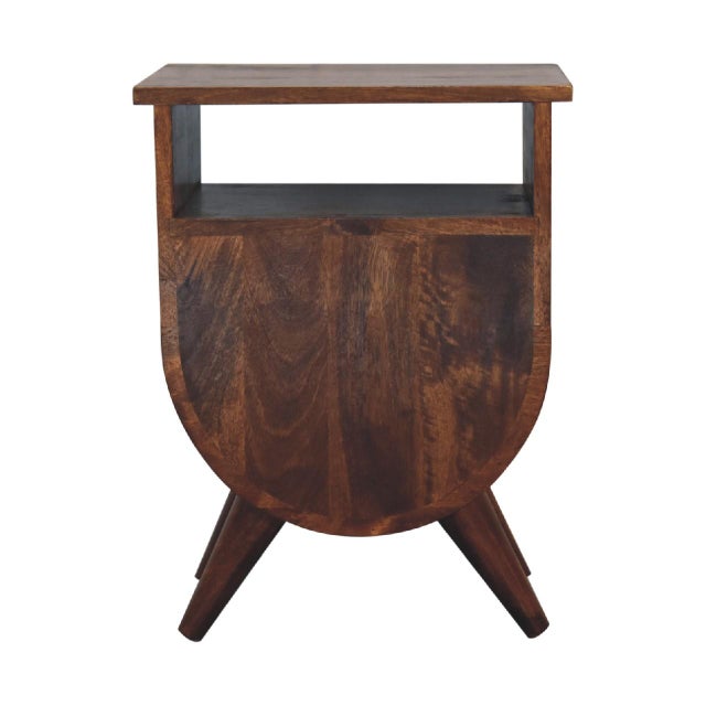 Chestnut Curved Chestnut Mango Wood Nightstand With Drawers For Sale - Image 8 of 8