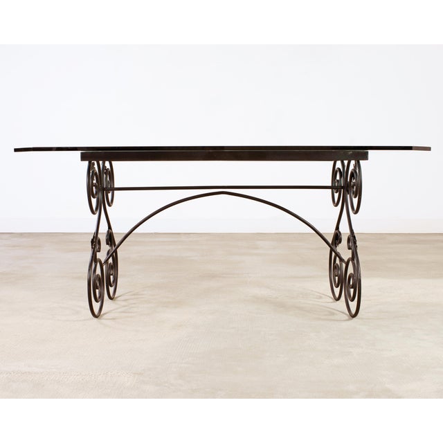 Art Nouveau Italian Scrolled Iron Patio Garden Dining Table For Sale - Image 3 of 18