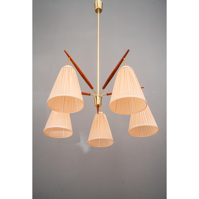 Chandelier with Fabric Shades from Rupert Nikoll, Vienna, 1950s For Sale - Image 10 of 18